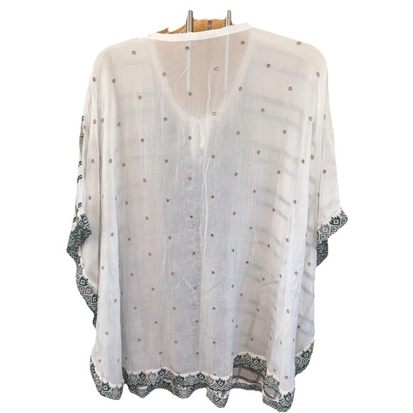 Johnny Was Cherpas Embroidered Poncho Top Women S Pullover Keyhole Tie Slits - Picture 7 of 13